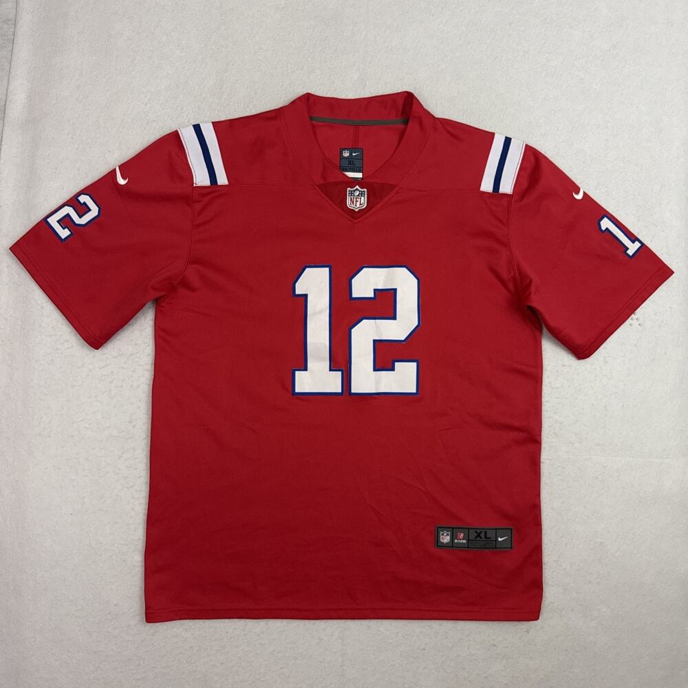 Nike Tom Brady #12 New England Patriots Red Alternate Game Jersey Men's XL